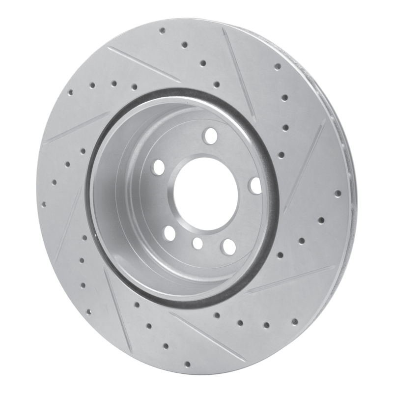 BMW 640I Brake Rotor (1) - Rear Left - R1 Concepts - Drilled & Slotted - Silver - `10-`19